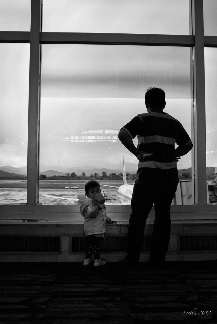 Father and Daughter, Sultan Hasanuddin Airport 2012